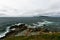 Beautiful sloping coast of the island during a severe storm