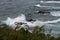 Beautiful sloping coast of the island during a severe storm