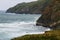 Beautiful sloping coast of the island during a severe storm