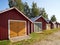 Beautiful small boathouses on warm summer day in Finland