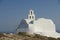 Beautiful small church on the hill near Akrotiri, Santorini, Greece.