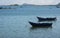 Beautiful small fishing boats and fisher man on the sea with blue sky background and southeast asia bay part 5