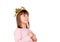 Beautiful small girl with golden crown of princess