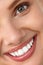 Beautiful Smile. Smiling Woman Face With White Teeth, Full Lips