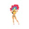 Beautiful Smiling Girl Wearing Colorful Festival Costume Dancing, Brazilian Samba Dancer, Rio de Janeiro Carnival Vector