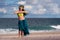 Beautiful, Smiling Hula Dancer on Beach