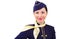 Beautiful smiling stewardess in uniform isolated