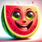 A beautiful Smiling Watermelon. A Happy Watermelon. A Best Smile of Fruit. Cute Fruit in Summer. A Face in a Fruit with a Smile