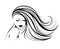 Beautiful smiling woman with long, wavy hair. Makeup and hair salon vector illustration.