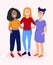 Beautiful smiling young women. Female friendship and girl squad concept. Colored vector illustration for web, print, textile, stic