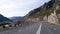 Beautiful smooth asphalt road in the mountains. Marking on a country road. Desert