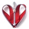 Beautiful snake for clothes in the form of a heart.Red zipper in shape of a heart on white background