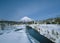 Beautiful snow-capped mountains against the blue sky