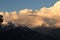 Beautiful snow peaked mountains of Himalaya in Munsyari village of India.