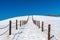 Beautiful snow stair walkway and sky with snow covered,Wint