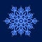 Beautiful snowflake sign on dark-blue