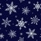 Beautiful snowflakes seamless pattern on dark blue background