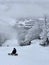 Beautiful snowing day at the Stowe Mountain Ski resort ski trails