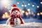 Beautiful snowman on a blurred background. Place for text