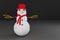 Beautiful snowman, gift, glowing neon christmas tree sparkles Lights background 3D rendering