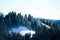 Beautiful snowy mountain french alps winter panoramic landscape with a fir forest view background