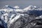 Beautiful snowy mountain peaks scenic winter landscape. Mounts Fisht, Pshekhasu, Oshten in Caucasus mountains