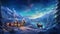 Beautiful Snowy Santa Claus Village At Night A Christmas Landscape For Holidays. Generative AI