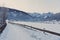 beautiful snowy winter landscape with Dachstein mountins in Gosau