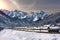 beautiful snowy winter landscape with Dachstein mountins in Gosau