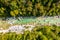 Beautiful Soca River in Slovenia europe. Aerial Shot of the Valley.