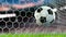 Beautiful Soccer Ball flies into Goal Net in Slow Motion. Football 3d animation 4k