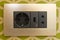 Beautiful sockets and black switches in various combinations with an aluminum frame. USB port