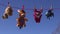 Beautiful soft toys on clothes line and sky