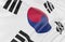 Beautiful South Korea Flag Wave Close Up on banner background with copy space.,3d model and illustration
