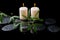 Beautiful spa concept of green tendril passionflower, candles