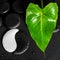 Beautiful spa concept of Yin-Yang stone texture and green leaf C