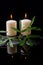 Beautiful spa setting of green tendril passionflower, candles