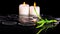 Beautiful spa still life of green twig bamboo and candles on zen