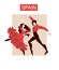Beautiful Spanish couple dancing flamenco. Concert banner, poster, invitation card in vector