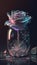 beautiful spectral light pink rose in a glass vase on a dark background. Generative AI