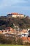 Beautiful Spilberk castle with Saint Wenceslas orthodox cathedral in foreground, Brno, Moravia, Czech Republic