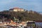 Beautiful Spilberk castle with Saint Wenceslas orthodox cathedral in foreground, Brno, Moravia, Czech Republic