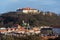 Beautiful Spilberk castle with Saint Wenceslas orthodox cathedral in foreground, Brno, Moravia, Czech Republic