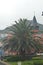 Beautiful Spiral House With A Battlement Behind A Beautiful Palm Tree In The Port Of Lekeitio. March 24, 2018. Cantabrian Sea Natu