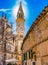 Beautiful spire of church in Manacor town on Majorca island, Spain