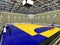 Beautiful sports arena for handball with gray olive green seats - 3d render