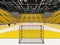 Beautiful sports arena for handball with yellow seats and VIP boxes - 3d render