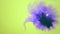 Beautiful Spreading Purple Ink Drops on yellow Wet Smooth Surface.