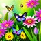 Beautiful Spring Flowers and Butterflies Floating Above Them