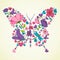 Beautiful spring flowers butterfly shape